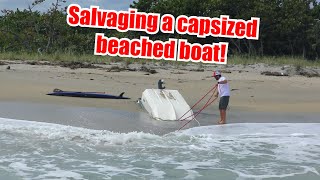 Rescuing a Capsized amp Beached 16 Sundance Boat  Salvage Parbuckle Recovery captainretriever [upl. by Ailimat330]