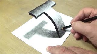 How To Draw A 3d Letter T  Easy Trick Art [upl. by Aniral]