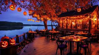 Jazz Relaxing Music  Cozy Fall Coffee Shop 🍂Smooth Jazz Instrumental Music with Crackling Fireplace [upl. by Noiztneb]