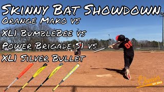 Skinny Bat Showdown  Easton Orange Mako vs XL1 BumbleBee vs Power Brigade S1 vs XL1 Silver Bullet [upl. by Troxell295]