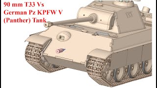 90 mm t33 Vs German Pz Kpfw V Panther Tank  Armor Penetration simulation [upl. by Jeb]