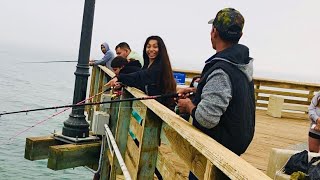 Fishing At The Pismo Beach PierFun Fishing With Family [upl. by Aratnahs95]