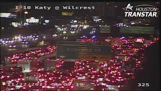 Houston crashes shutdown Katy Freeway WB [upl. by Xonnel]