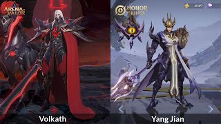 Hero Comparison Volkath and Yang Jian  Arena of valor vs Honor of king [upl. by Aretahs]