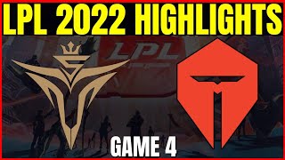 V5 vs TES HIGHLIGHTS Game 4 Round 5 LPL Spring Playoffs 2022 Victory Five vs Top Esports [upl. by Monaco]