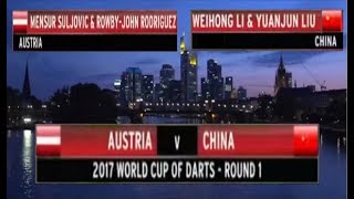 WorldCupDarts2017Round1AustriaChina [upl. by Lertram158]