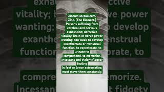 Zincum metallicum homoeopathic medicine mataria medica youtubeshorts materiamedica aiapget [upl. by Nylodnarb]