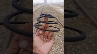 Train vs coil  train vs power plus challenge railtrack railway train shortsfeed trending [upl. by Atonsah]