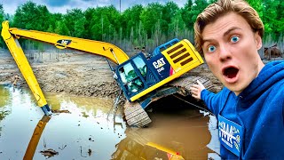 100000 Excavator SINKS in My Pond [upl. by Oah195]