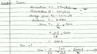 Numerical 1st Video Solution on Trapezoidal Speed Time Curve [upl. by Lindi]