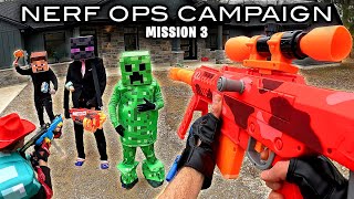 NERF OPS FORTNITE CAMPAIGN  MISSION 3  MINECRAFT BATTLE Nerf First Person Shooter [upl. by Clare111]