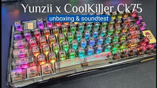 YUNZII x CoolKiller CK75 Wireless Transparent Gasket Mechanical Keyboard  Unboxing amp Soundtest [upl. by Vachel]