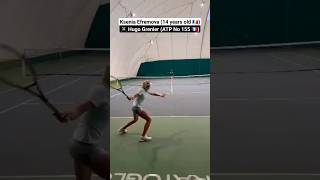 Pure striking from 14yearold Ksenia Efremova against Hugo Grenier ATP No 155 [upl. by Torie]