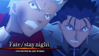 Archer vs Lancer Rematch Fight Scene  Fate Stay Night Unlimited Blade Works Season 2 2015 HD [upl. by Anitnerolf]