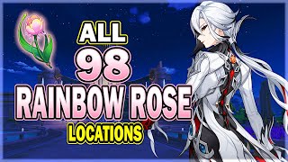 All 98 Rainbow Rose Locations  Efficient Farming Route  Arlecchino  Lyney Ascension Material [upl. by Gerdy68]