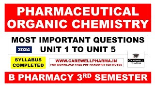 Most Important Questions of Pharmaceutical Organic Chemistry 2  B pharma 3rd sem  Carewell Pharma [upl. by Amandy165]