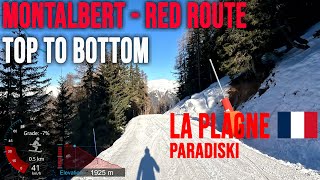 4K Skiing La Plagne Plagne Montalbert  Red Route to Roche Paradiski France GoPro HERO11 [upl. by Esinaj]