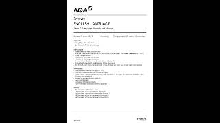 AQA A LEVEL ENGLISH LANGUAGE PAPER 2 QUESTION PAPER 202377022language diversity and change [upl. by Milicent]