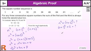 Algebraic Proof  Consecutive Square Numbers GCSE Maths revision Exam paper practice amp help [upl. by Arhat483]