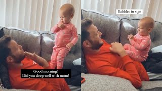 Adorable Baby Talks To Deaf Dad Using Sign Language [upl. by Brett]