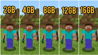 MINECRAFT  2GB VS 4GB VS 6GB VS 8GB VS 12 VS 16GB RAM TEST [upl. by Ahsenauj971]