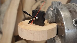 Wood Turning  Simple Wooden Clock Making [upl. by Enialehs706]