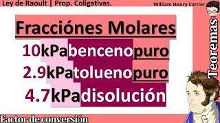 Calcular las 𝑭𝒓𝒂𝒄𝒄𝒊ó𝒏𝒆𝒔 𝑴𝒐𝒍𝒂𝒓𝒆𝒔 con 10 kPa benceno puro 29 kPa tolueno puro 47 kPa solución [upl. by Asilenna]