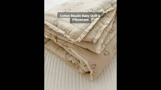 Cotton Muslin Baby Quilt with Pillowcase babyblanket babygift blanket baby [upl. by Marder]