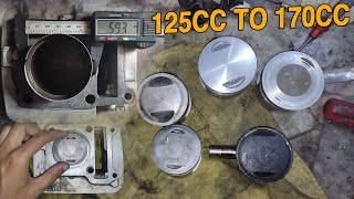 170cc  160cc Yamaha Ybr 125 Engine Modification  Big piston install [upl. by Yrrehs]