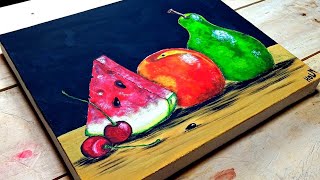 Como Pintar un BODEGON de Frutas  Paso a Paso  Pintura Acrilica para PRINCIPIANTES  Tutorial [upl. by Nilyam407]