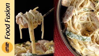 Chicken Alfredo Spaghetti Recipe by Food Fusion [upl. by Aihtnic867]