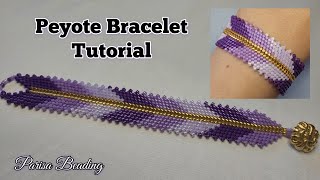 DIY Beaded Chevron Peyote Bracelet 🌺 [upl. by Ahseryt]