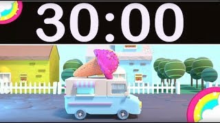 30 Minute Timer Countdown with Music for Kids Ice Cream Truck amp Rainbow [upl. by Dagmar]