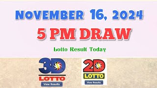 Lotto Result Today 5pm November 16 2024 Swertres Ez2 Pcso [upl. by Nilekcaj]