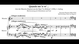 Quando men vo from La Bohème Giacomo Puccini Piano Accompaniment [upl. by Ahkeber88]