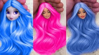 Disney Princess Doll Makeup  DIY Miniature Ideas for Barbie  Wig Dress Faceup and More DIY [upl. by Odinevneib]