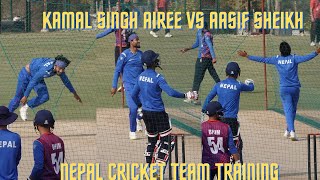 Nepal Cricket Team Training for T20 World Cup in Mulpani  Kamal Singh Airee Vs Aasif Sheikh [upl. by Schafer897]