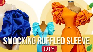 SMOCKING RUFFLE SLEEVE DIY  Ruffle Puff Sleeve Tutorial [upl. by Hedi103]