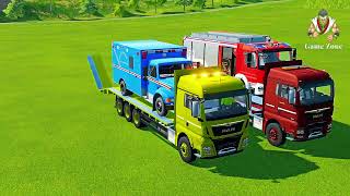 TRANSPORTING CARS DUMP TRUCK CAR LOADER FIRE TRUCK MONSTER TRUCK  FS 22 [upl. by Nednarb]