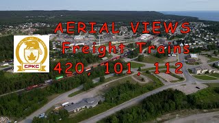 Aerial views of Marathon Ontario Canada along Lake Superior amp CPKC Railway trains on July 19 2024 [upl. by Panayiotis]