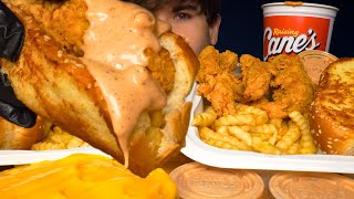 ASMR MUKBANG RAISING CANES CHICKEN amp FRIES WITH EXTRA CANES SAUCE amp TOAST [upl. by Elmer]