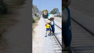 DORAEMON FALL FROM MOUNTAIN NOBITA LEFT BEHIND  gta5 shorts [upl. by Anilet]