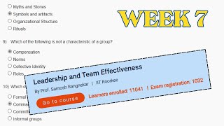 Leadership and Team Effectiveness Week 7 Assignment Answers  Assignment 7  NPTEL  JanMar 2024 [upl. by Aicatan]