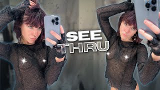 Transparent Lace Top In Dressing Room  Try On Haul  Ally Alden [upl. by Cointon264]