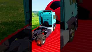 Double Flatbed Trailer Truck vs Speed bumps  Train vs Cars  Tractor vs Train  BeamNG Drive 001 [upl. by Atnwahsal926]