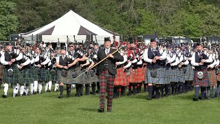 Scotland the Brave by massed Pipe Bands for finale 2023 North of Scotland Championship at Banchory [upl. by Enaht883]