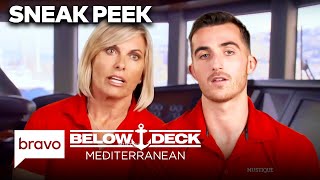 SNEAK PEEK Captain Sandy Catches Max Salvador In A Lie  Below Deck Mediterranean S8 E14  Bravo [upl. by Cis]