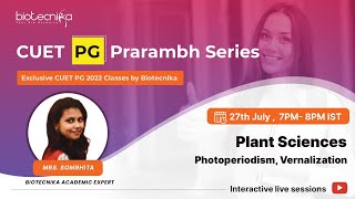 CUET PG Prarambh Series  Day 13  Plant Sciences  Photoperiodism Vernalization [upl. by Grubman]