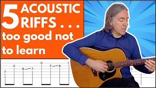 5 ACOUSTIC Guitar RIFFS You MUST Learn [upl. by Naylor]