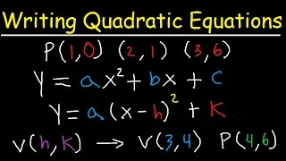 Writing Quadratic Equations In Vertex Form amp Standard Form Given 3 Points [upl. by Ahsenom470]